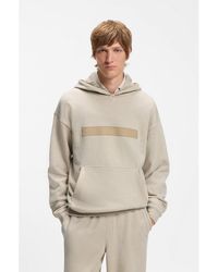 HUGO - Relaxed-Fit Cotton-Terry Hoodie With Wide-Set Logo - Lyst
