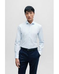BOSS - Slim-fit Shirt In Easy-iron Structured Stretch Cotton - Lyst