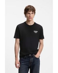 HUGO - Regular-Fit Cotton T-Shirt With Logo Print - Lyst