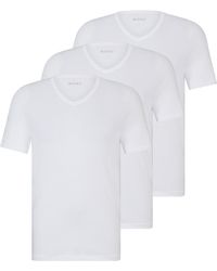 BOSS - Three-pack Of V-neck T-shirts In Cotton Jersey - Lyst