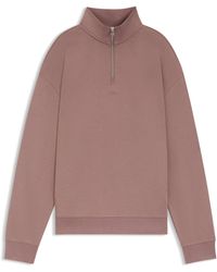 HUGO - Sweatshirt Van Katoenen Badstof Met Ritskraag En Logoprint - Lyst