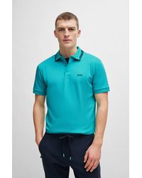 BOSS - Interlock-cotton Slim-fit Polo Shirt With Collar Graphics - Lyst