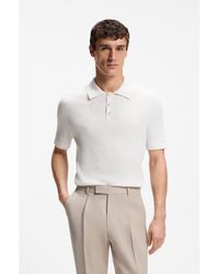 BOSS - Cable-Knit Polo Sweater - Lyst