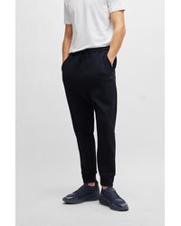 BOSS - Stretch-cotton Tracksuit Bottoms With Logo Print - Lyst
