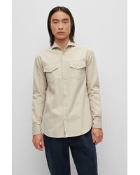 BOSS - Relaxed-fit Shirt In Italian-made Cotton Twill - Lyst