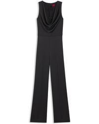 HUGO - Satijnen Jumpsuit Met Watervalhals - Lyst