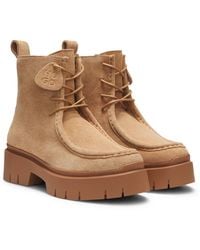 HUGO - Schnür-Boots Aus Veloursleder Mit Abnehmbarer Logo-Applikation - Lyst