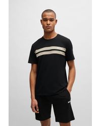 BOSS - Cotton-blend Pyjama T-shirt With Stripes And Logo - Lyst