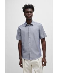 BOSS - Regular-fit Shirt In Easy-iron Structured Stretch Cotton - Lyst