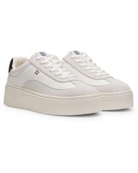 HUGO - Leather And Suede Platform Trainers With Logo - Lyst