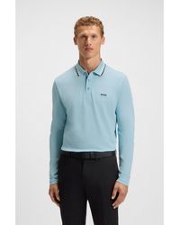 BOSS - Cotton-Piqué Polo Shirt With Contrast Logo - Lyst