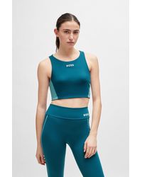 BOSS - Colour-block Racer-back Top With Logo Details - Lyst