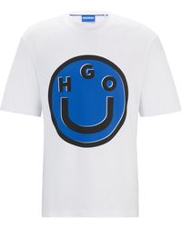 HUGO - T-shirt Van Katoenen Jersey Met Een Happy Logo-artwork - Lyst