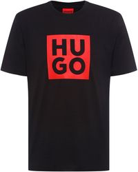 HUGO T-Shirt aus Bio-Baumwolle mit neuem Logo-Print - Schwarz