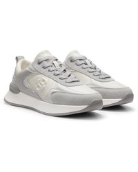 BOSS - Leather And Suede Trainers With Double B Monogram - Lyst