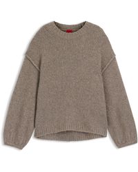 HUGO - Oversized Strickpullover Mit Puffärmeln - Lyst