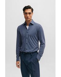 BOSS - Slim-fit Shirt In Printed Performance-stretch Material - Lyst