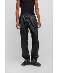 HUGO - Faux-leather Tracksuit Bottoms With Framed Logo - Lyst