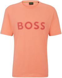 BOSS - Regular-Fit T-Shirt aus Baumwoll-Jersey mit Mesh-Logo - Lyst