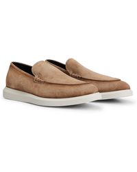 BOSS - Suede Loafers With Lightweight Outsole - Lyst