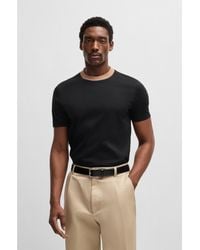 BOSS - Mercerised-Cotton Slim-Fit T-Shirt With Collar Stripe - Lyst