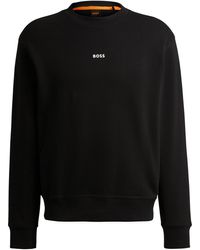 BOSS - Relaxed-fit Sweatshirt Van Katoenen Badstof Met Contrastlogo - Lyst