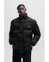 HUGO - Water-repellent Puffer Jacket With Red Logo Badge - Lyst