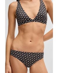 BOSS - Monogram-Print Bikini Bottoms With Logo Charm - Lyst