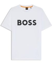 BOSS - Cotton-jersey T-shirt With Rubber-print Logo - Lyst