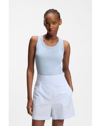 HUGO - Cotton-Blend Tank Top With Stacked-Logo Embroidery - Lyst