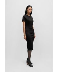 BOSS - Short-sleeved Business Dress In Stretch Fabric - Lyst
