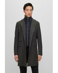 BOSS - Water-repellent Wool-blend Coat With Zip-up Inner - Lyst