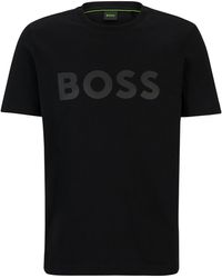BOSS - T-shirt Van Katoenjersey Met Decoratief Reflecterend Hologramlogo - Lyst