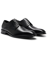 BOSS - Italian-made Derby Shoes In Smooth And Printed Leather - Lyst