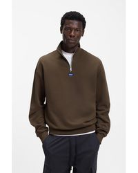HUGO - Cotton-Terry Sweatshirt With Zip Collar - Lyst