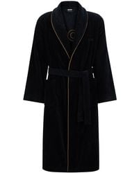 BOSS - Ochtendjas Van Katoen Met Biezen En Logostiksel - Lyst