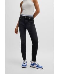 HUGO - Skinny-fit Jeans In Black Stretch Denim - Lyst