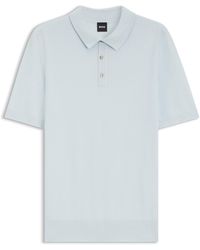 BOSS - Regular-Fit Strick-Poloshirt Aus Strukturiertem Gewebe - Lyst