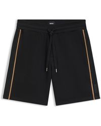 BOSS - Short Van Katoenen Badstof Met Trekkoord En Biezen - Lyst
