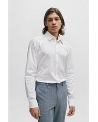 HUGO - Slim-fit Shirt In Stretch Cotton With Metal Trims - Lyst