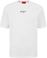 HUGO - Relaxed-fit T-shirt Van Katoenen Jersey Met Logostiksel - Lyst