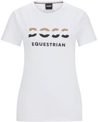 BOSS - Ruitershirt Met Korte Mouwen En Logodetails Van Stretchkatoen - Lyst