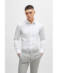 HUGO - Slim-fit Shirt In Cotton-blend Poplin - Lyst