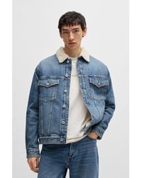 HUGO - Regular-Fit Denim Jacket With Faux-Fur Lining - Lyst