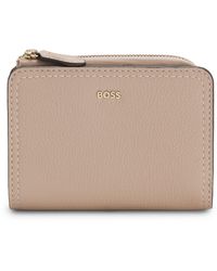 BOSS - Grained-Leather Wallet With Metallic Logo Lettering - Lyst