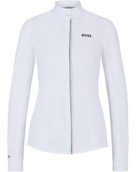 BOSS - Equestrian Show Blouse With Signature-Stripe Piping - Lyst