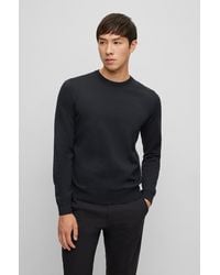 BOSS - Crew-neck Sweater In Virgin Wool With Embroidered Logo - Lyst
