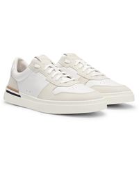 BOSS - Cupsole Lace-up Trainers In Leather And Suede - Lyst