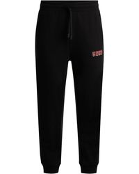 HUGO - Cotton-terry Tracksuit Bottoms With Logo Print - Lyst