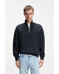 HUGO - Cotton-Terry Sweatshirt With Zip Collar - Lyst